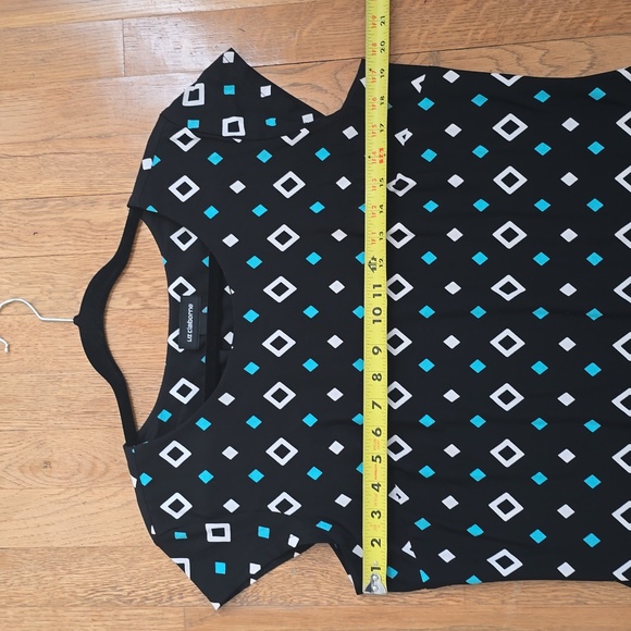 LIZ CLAIBORNE WOMENS BLACK & WHITE SYMMETRICAL DRESS SIZE LARGE - Picture 6 of 11